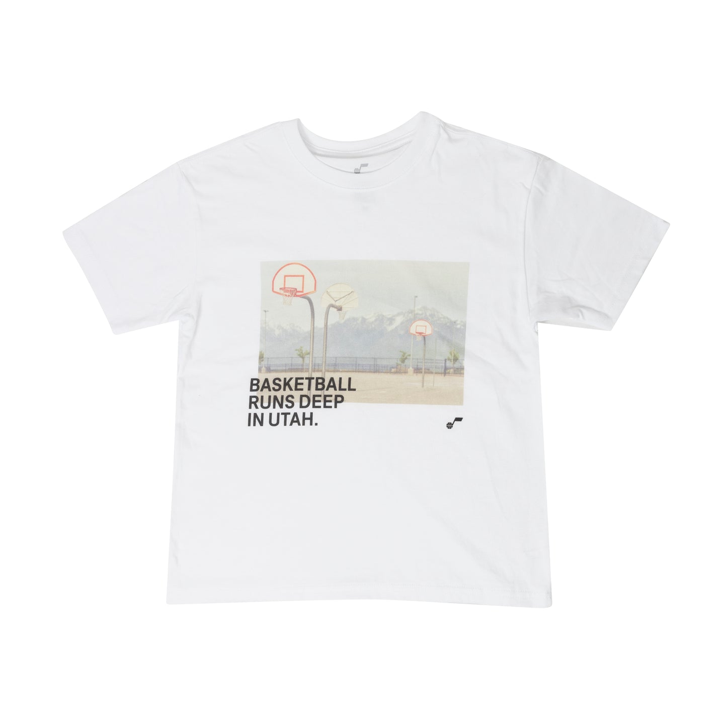 YOUTH - Jr Jazz Basketball Runs Deep Heavyweight T-Shirt - White