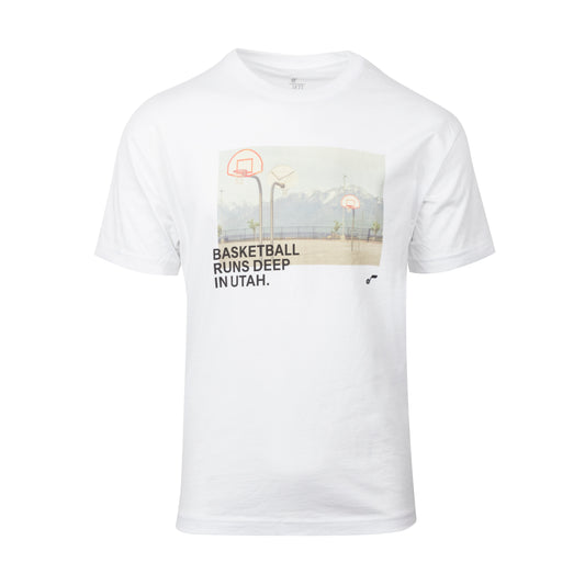 ADULT - Jr Jazz Basketball Runs Deep Heavyweight T-Shirt - White